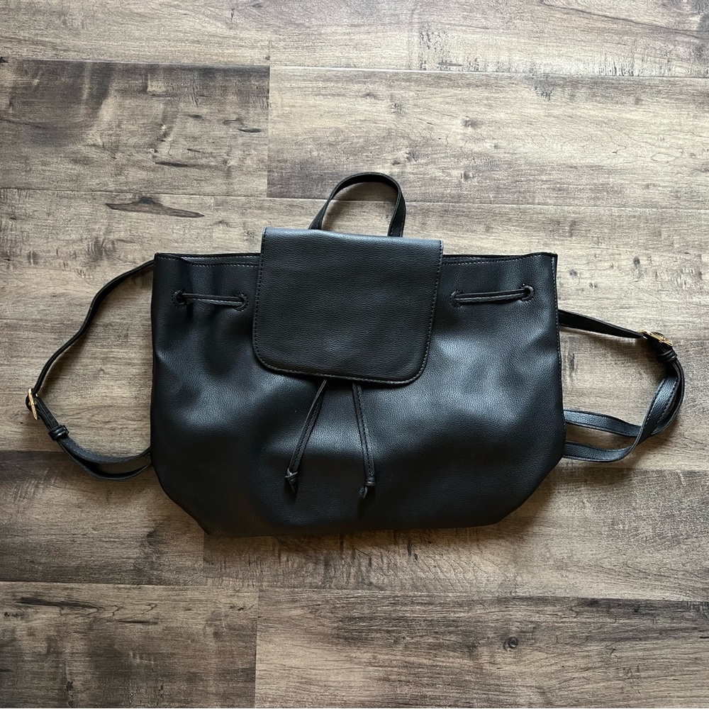 Vegan Leather Drawstring Mini Backpack